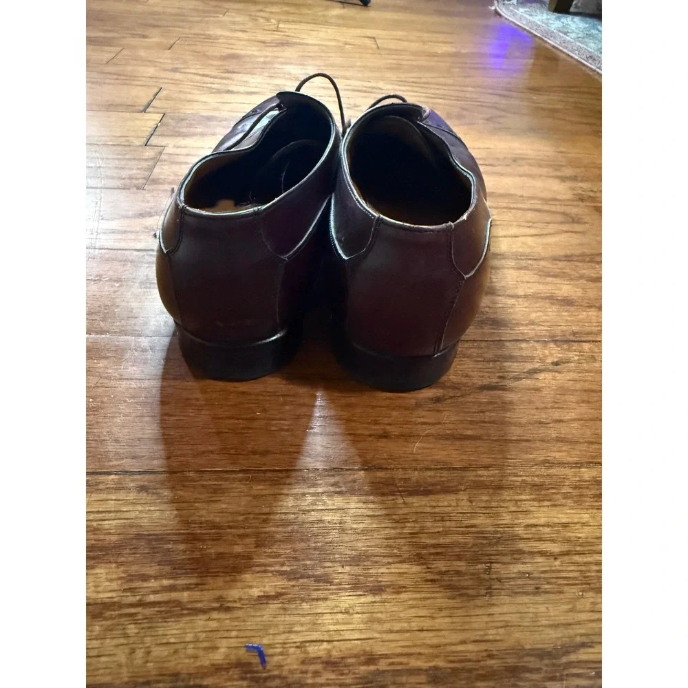 Santoni Classico Mens Burgundy Leather Cap Toe Whipstitch Oxford Shoes Size 11.5